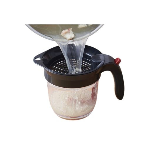 Séparateur De Graisses Pour Sauces De 1000 Ml Avec Couvercle À Ouverture Par Le Bas Et Passoire Intégrée Pour Séparer L'huile Et Le Bouillon.