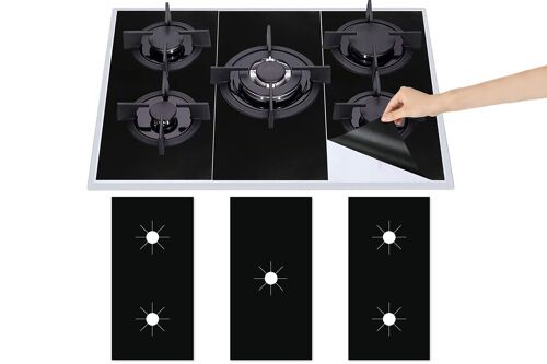 Lot de 3 protège-brûleurs de cuisinière à gaz antiadhésifs réutilisables pour une protection optimale.