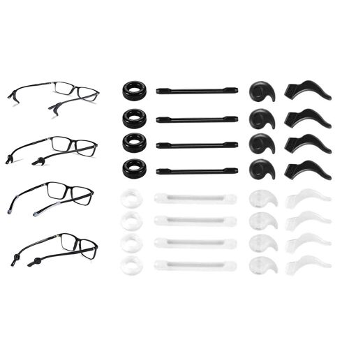 Attaches En Silicone Pour Lunettes - Supports Antidérapants Pour Lunettes De Vue Et De Soleil - 16 Paires En 4 Styles