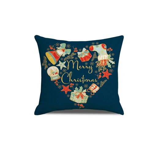 Housse De Coussin De Noël 45x45cm En Lin Mélangé Avec Fermeture Éclair, Idéale Pour La Décoration De La Maison Et Du Bureau Pendant Les Fêtes.