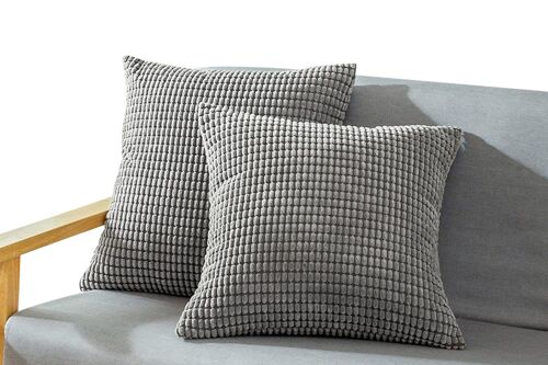 Lot De 2 Housses De Coussin En Velours Côtelé Pour La Décoration Intérieure - Gris Foncé, 45 X 45 Cm, Lavables En Machine