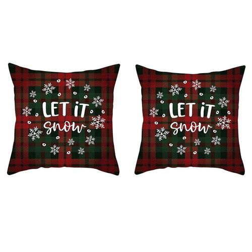 Lot De 2 Housses De Coussin De Noël En Coton Et Lin, 45 X 45 Cm, Motif Flocons De Neige, Fermeture Éclair, Pour La Décoration Intérieure.