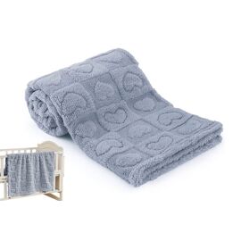 Plaid À Carreaux À C?urs Pour Canapé Et Lit - Bleu, 100 % Polyester, 76 X 100 Cm, Lavable En Machine