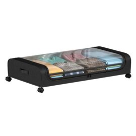 Coffre de rangement à roulettes à glisser sous le lit pour chaussures, vêtements, couvertures, jouets et livres - Capacité de 32 L