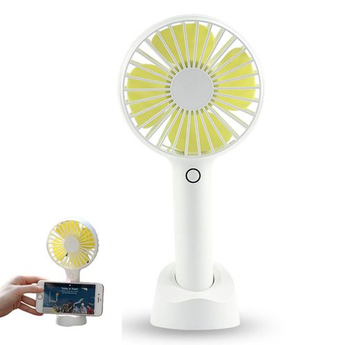 Ventilateur portable rechargeable par USB avec support pour téléphone et 4 vitesses