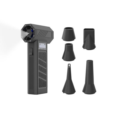 Souffleur d'air mini turbo à 130 000 tr/min avec 4 vitesses et 5 buses, rechargeable par USB