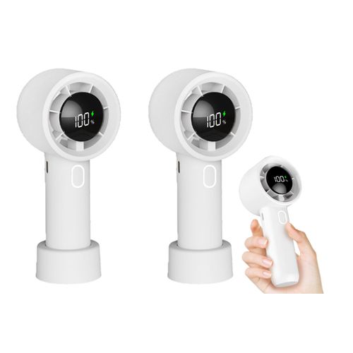 Lot de 2 ventilateurs turbo portables avec affichage numérique et batterie de 1500 mAh, mini ventilateur portable
