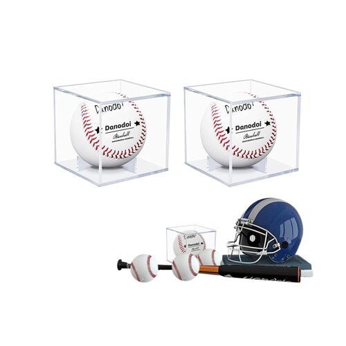 Vitrine carrée pour balles de baseball avec protection UV, support empilable en acrylique, 8 x 8 x 8 cm