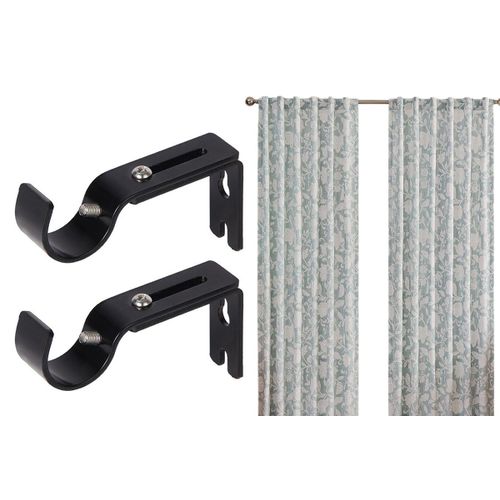 Supports De Tringle À Rideaux Réglables, Fixations Murales, Lot De 2, Noirs