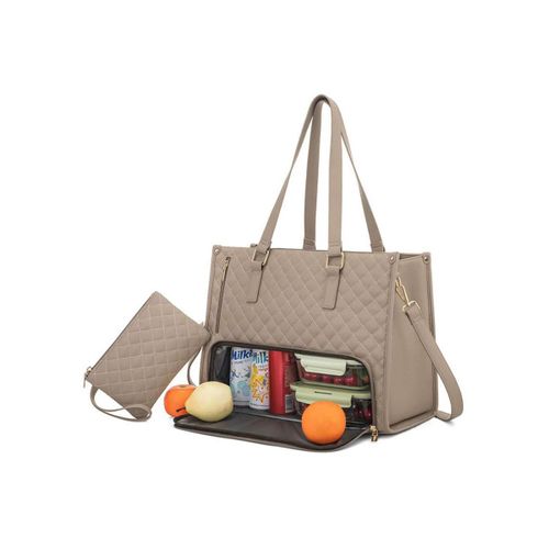 Sac fourre-tout avec compartiment isotherme pour le déjeuner et housse pour ordinateur portable - Kaki