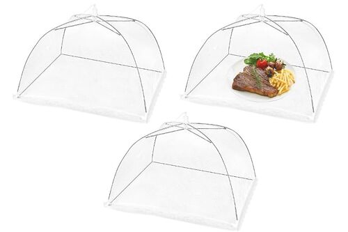 Lot De 3 Tentes De Protection Alimentaire Pliables En Filet Pour Repas En Extérieur, 48 X 48 Cm, Protègent Les Aliments Des Insectes Et Des Débris.