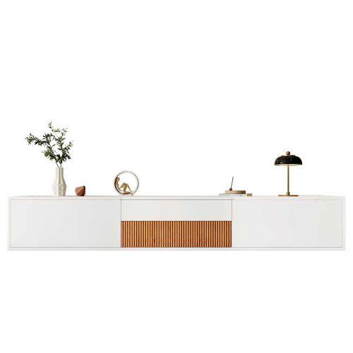 Meuble TV moderne, support TV, panneau TV, meuble TV bas. Design unique, compatible avec un projecteur.