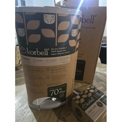 Korbell - Poubelle À Couches 16 L Mains-Libres Et Écologique + 1 Recharge