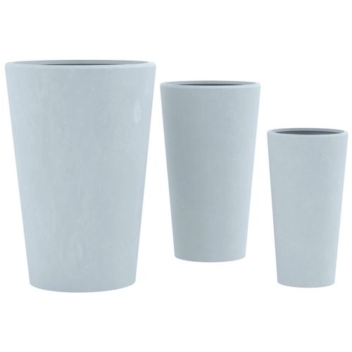 Lot De 3 Pots De Fleurs En Argile Fibreuse Gris Résistants Aux Intempéries 10_0007960