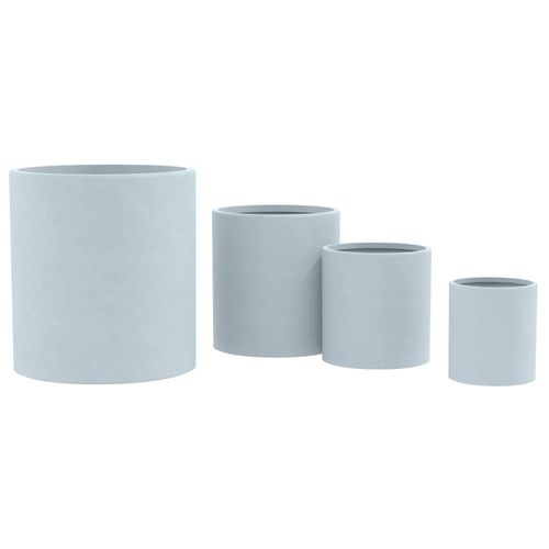 Lot De 4 Pots De Fleurs En Argile Fibreuse Gris Avec Trous De Drainage Résistants Aux Intempéries 10_0007974