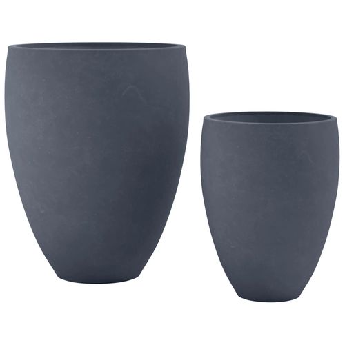 Lot De 2 Pots De Fleurs En Argile Fibreuse Anthracite Résistants Aux Intempéries 10_0007957