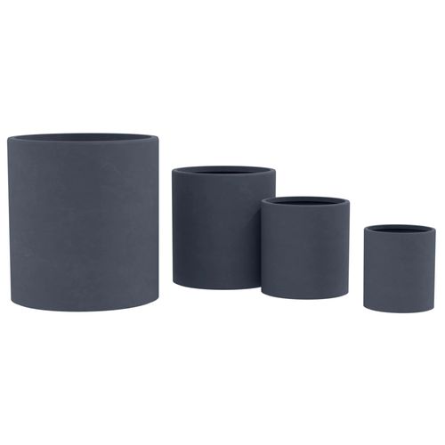 Lot De 4 Pots De Fleurs En Argile Fibreuse Anthracite Avec Trous De Drainage Résistants Aux Intempéries 10_0008003