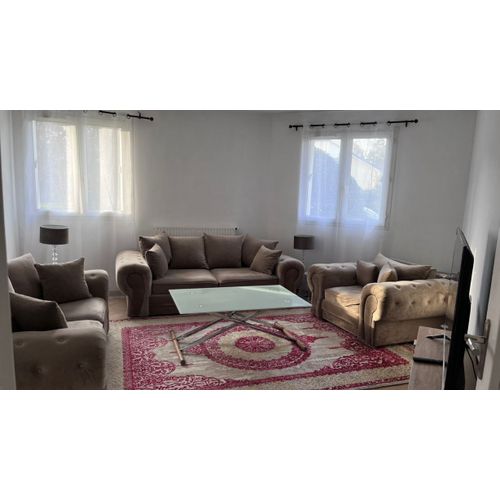 Salon complet 3 pièces modulable + table + tapis + coussins