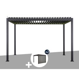 Pergola Bioclimatique Électrique Evora Graphite - 4 X 3 M + 2 Stores 4 M - Hespéride