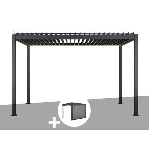 Pergola Bioclimatique Électrique Evora Graphite - 4 X 3 M + Store 4 M Graphite - Hespéride