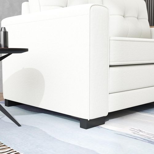 HOMCOM Canapé Convertible 2 Places canapé-lit avec Dossier capitonné, Coussins et Matelas Pliable au Sol, canapé en Tissu Effet Lin pour Salon, Chambre d'amis, 147,5 x 75 x 85 cm, Blanc