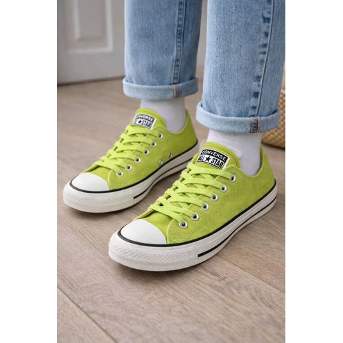 Converse All Star Neuve Basse Femme Taille 40 Cuir Couleur Verte.