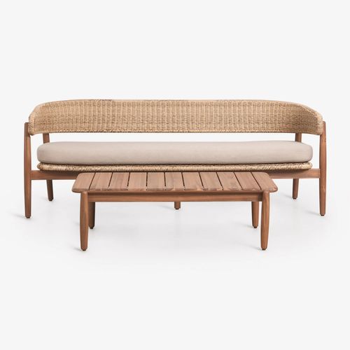 Ensemble De Jardin Avec Canapé 3 Places Et Table Basse En Bois D'acacia Ribeira Brun Acacia