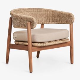 Fauteuil De Jardin En Bois D'acacia Et Rotin Synthétique Ribeira Brun Acacia