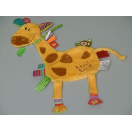 Doudou girafe plat Label Label jaune marron