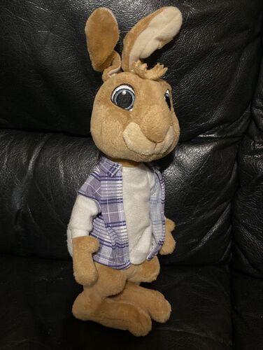 PELUCHE LAPIN BEIGE BLANC CHEMISE BLEU ROBBIE HOP THE MOOVIE 25-35CM