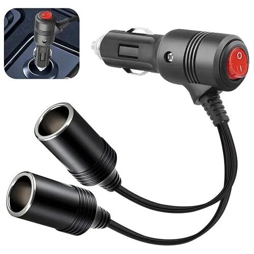 Adaptateur Répartiteur Allume-Cigare - 1 À 2 - Dc 12v/24v - Avec Fusible - Universel (Noir)