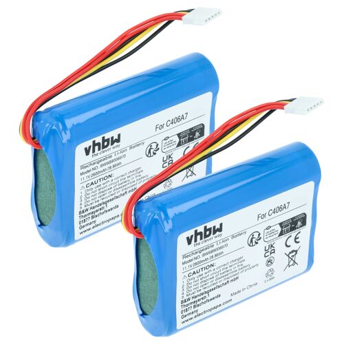 vhbw 2x Batterie remplacement pour Marshall C406A1, C406A7 pour haut-parleurs, enceintes portatives (2600mAh, 11,1V, Li-ion)