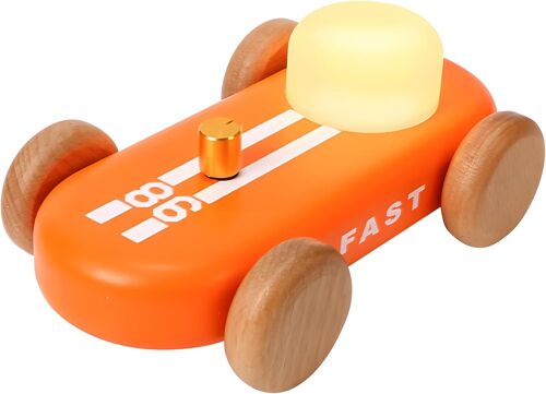 Veilleuse Enfant En Bois - Lampe De Nuit De Kart Avec 7 Couleurs Et Dimmable - Batterie 1000 Mah - Jusqu'à 30h D'autonomie - Pour Chambre Bébé - Cadeau - Orange