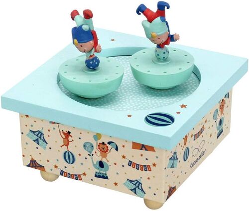 TROUSSELIER - Acrobates - Boîte à Musique Dancing - Idéal Cadeau de Naissance - 2 Figurines Amovibles - Fonctionnement Simple - Musique Feelings