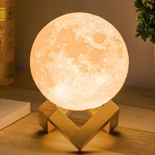 16 Couleurs Led Lampe De Nuit En Forme De Lune, Cadeau Femme Enfants Chargement Usb Et Contrôle Tactile Avec Télécommande, Pour Adultes Et Enfants, Blanc Chaud À Froid (18 Cm)