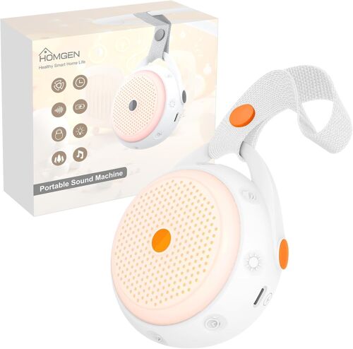 Machine À Bruit Blanc Aide Portable Au Sommeil À Bruit Blanc Pour Bébé Avec Veilleuse 12 Berceuses Apaisantes Et Sons De La Nature, 3 Réglages De Minuterie, Éclairage Coloré Et Usb