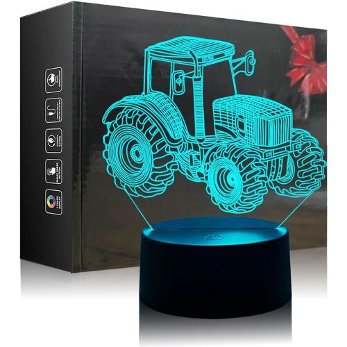 Subzonal-Lampe 3d Tracteur, Veilleuse 3d Tracteur, Veilleuse En Forme De Camion Pour Enfants, Base En Pastique Écologique Et Panneau Lumineux En Acrylique, Tension De Sécurité De 5v, Cadeau Surprise