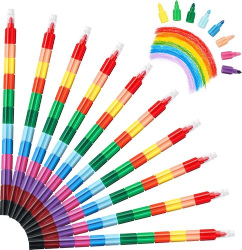 Crayon De Couleurs Enfants, Crayons De Couleur Empilables Pour Enfants, 10 Crayons Avec 12 Couleurs I Crayon De Couleur, Pour Cadeaux De Fête, D'anniversaire, Cadeaux De Noël, Amusants