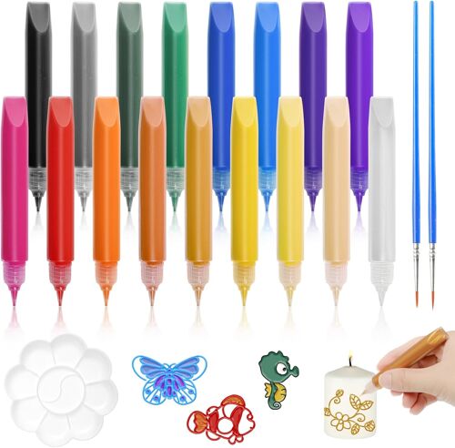 Lot De 17 Crayons De Couleur Avec Pinceau De Couleur Et Palette De Bougies De Qualité Supérieure, Stylos De Cire Pour Bougies, Décoration, Noël, Mariage, Pâques