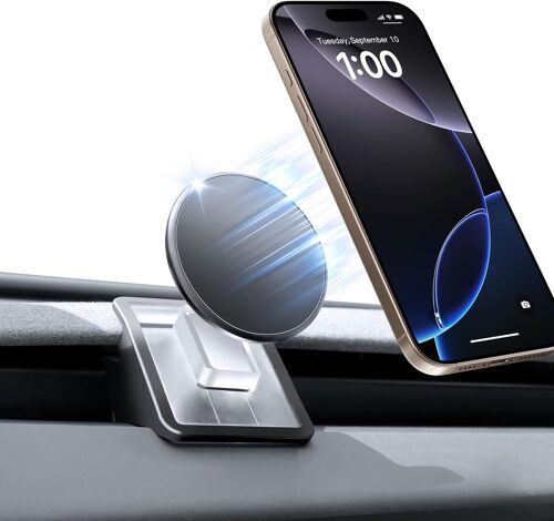 Support de Téléphone Magnétique pour Tesla Model 3 Highland Model Y Juniper 2026, Accessoires pour Tesla Model 3 Model Y 2025, Installation Facile pour MagSafe, Compatible avec iPhone 17-12