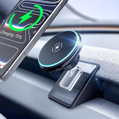 pour Tesla Model 3 Highland/Model Y Juniper Support Téléphone Magnétique Qi2 15W pour évents, 2025, pour iPhone Magsafe (17-12)