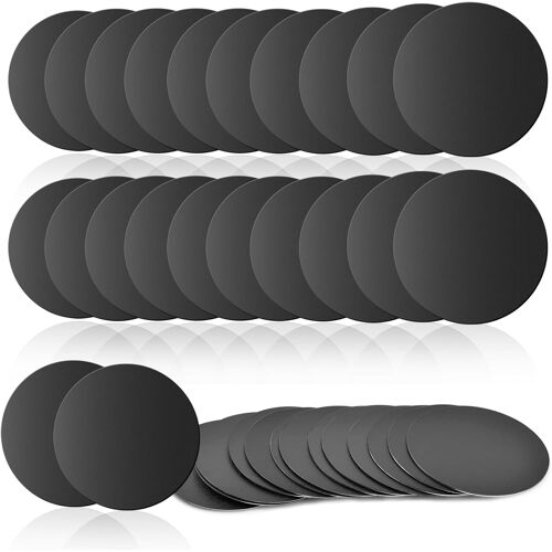 Lot de 25 aimants autocollants pour téléphone - 40 x 0,4 mm - Plaque métallique fine pour support de téléphone portable - Aimants avec adhésif - Aimants pour coques de téléphone (rond)