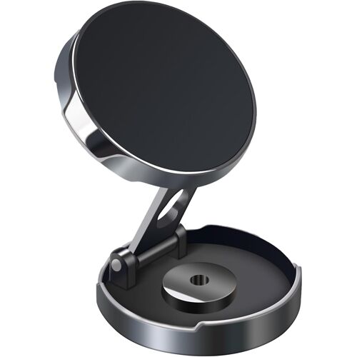 Support de téléphone portable magnétique à 360° pour voiture avec base adhésive 6 aimants puissants et 2 plaques métalliques, compatible avec les smartphones de moins de 6,5 pouces, noir