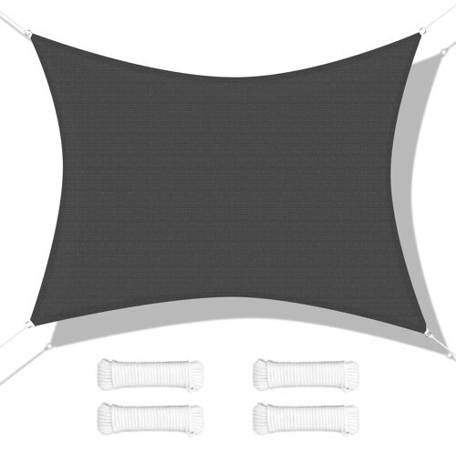 Shadebeyond Voile Pare-Soleil Rectangle 3.6×4.8m, Toile Perméable Couleur Pour Patio Jardin Terrasse Pergola, Gris Foncé