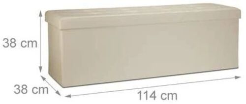 Tabouret pliant synthétique pouf de rangement pliant pliable 114 cm beige Helloshop26 13_0002807_3