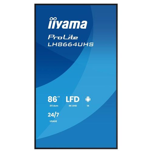 iiyama ProLite LH8664UHS-B3AG - 86" écran LCD rétro-éclairé par LED - signalisation numérique - avec lecteur multimédia SoC intégré - Android - 4K UHD (2160p) 3840 x 2160 - noir (cadre), finition matte