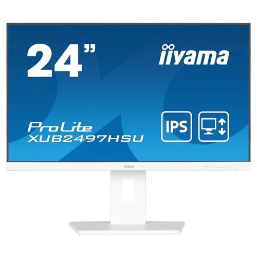 iiyama ProLite XUB2497HSU-W2 - Écran LED - 24" - 1920 x 1080 Full HD (1080p) @ 100 Hz - IPS - 300 cd/m² - 1300:1 - 1 ms - HDMI, DisplayPort - haut-parleurs - blanc mat