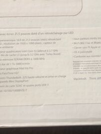Vends ordinateur iMac , écran 21,5 pouces doté d’un rétroéclairage par Led.