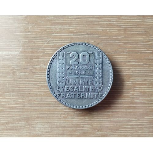 20 Francs 1933 Turin Paris Argent Rameaux Longs Et Aile
