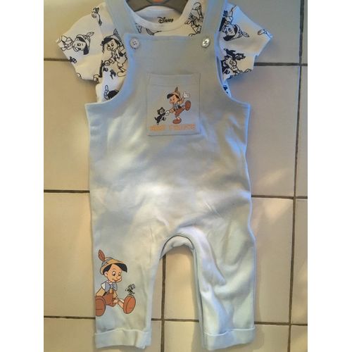 Ensemble Salopette Bébé Salopette + Body Assorti Disney Pinocchio Taille 3/6 Mois